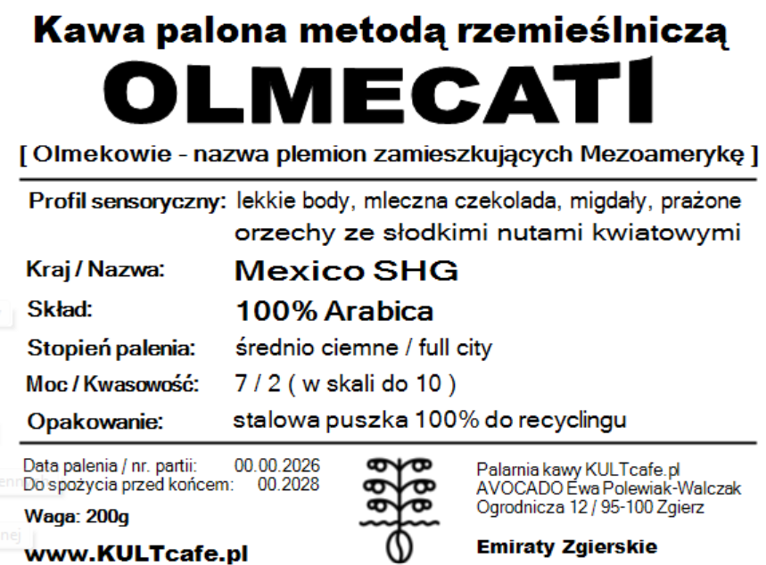 Kawa ziarnista OLMECATI - Meksyk