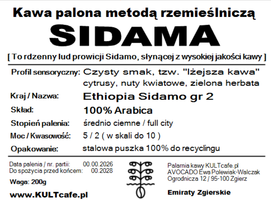 Kawa ziarnista SIDAMA - Etiopia