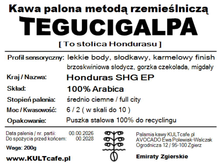 Kawa ziarnista TEGUCIGALPA - Honduras