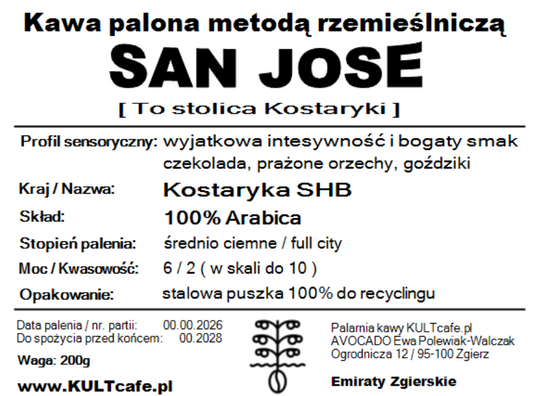 Kawa ziarnista SAN JOSE - Kostaryka