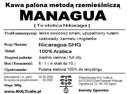 Kawa ziarnista MANAGUA - Nikaragua