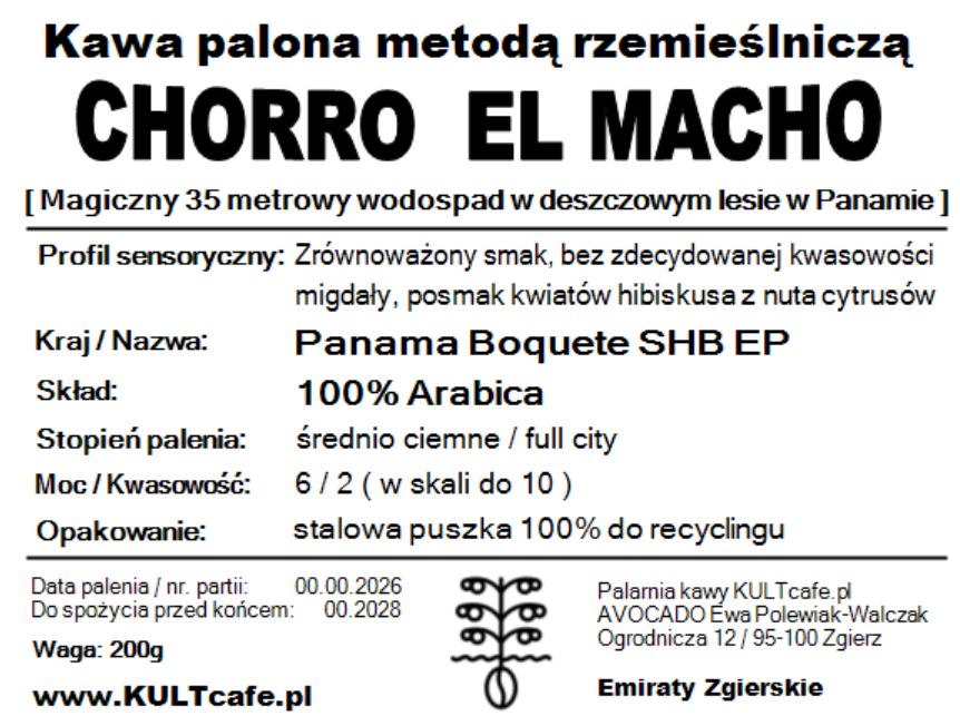 Kawa ziarnista CHORRO EL MACHO - Panama