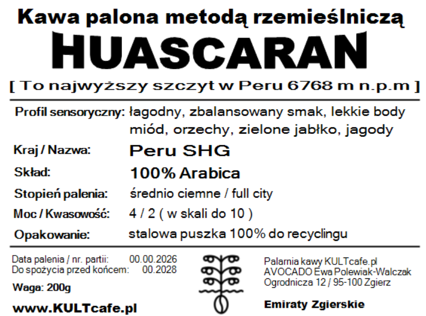 Kawa ziarnista HUASCARAN - Peru